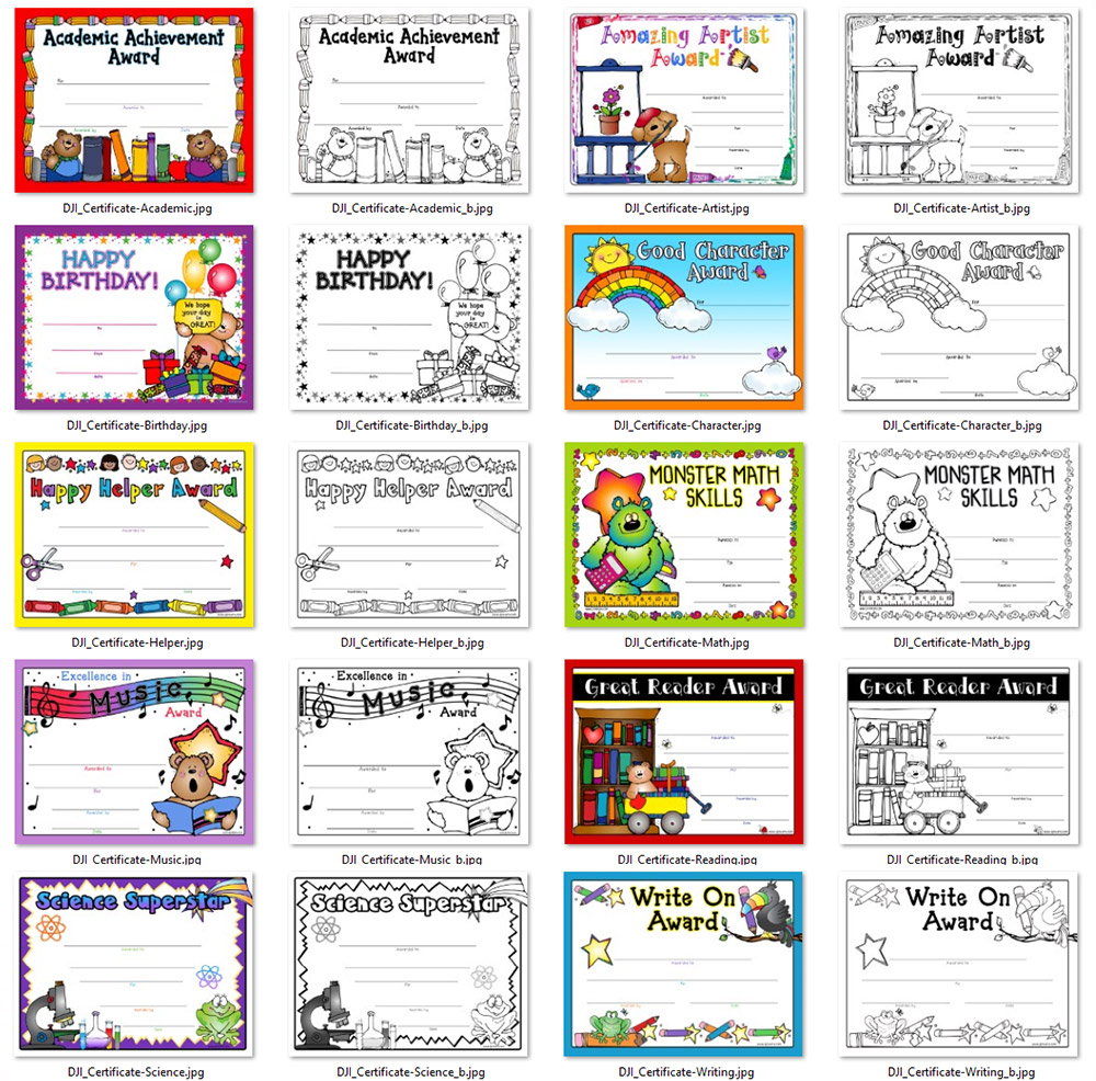 10 printable award certificates for teachers by DJ Inkers