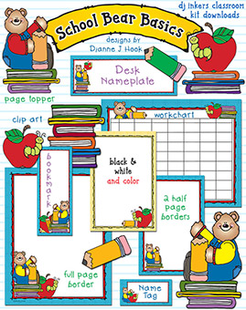 School Bear Basics Classroom Borders & Printables Kit