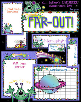 Cosmic Classroom Kit - Space Alien Theme Borders & Printables