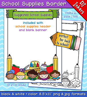 School Supplies Border Download