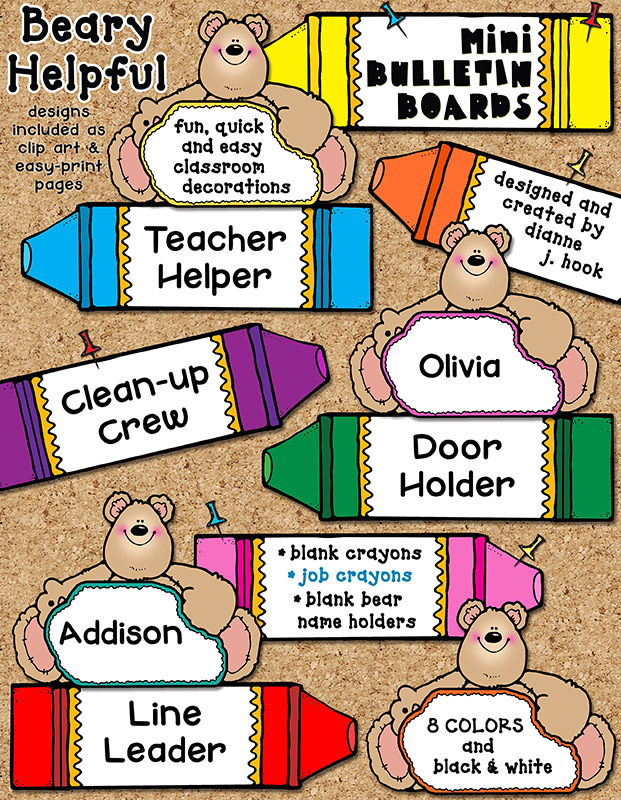 Beary Helpful - Job Assignment Bulletin Board and Labels Kit