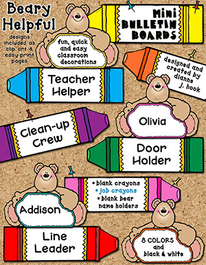 Beary Helpful - Job Assignment Bulletin Board and Labels Kit