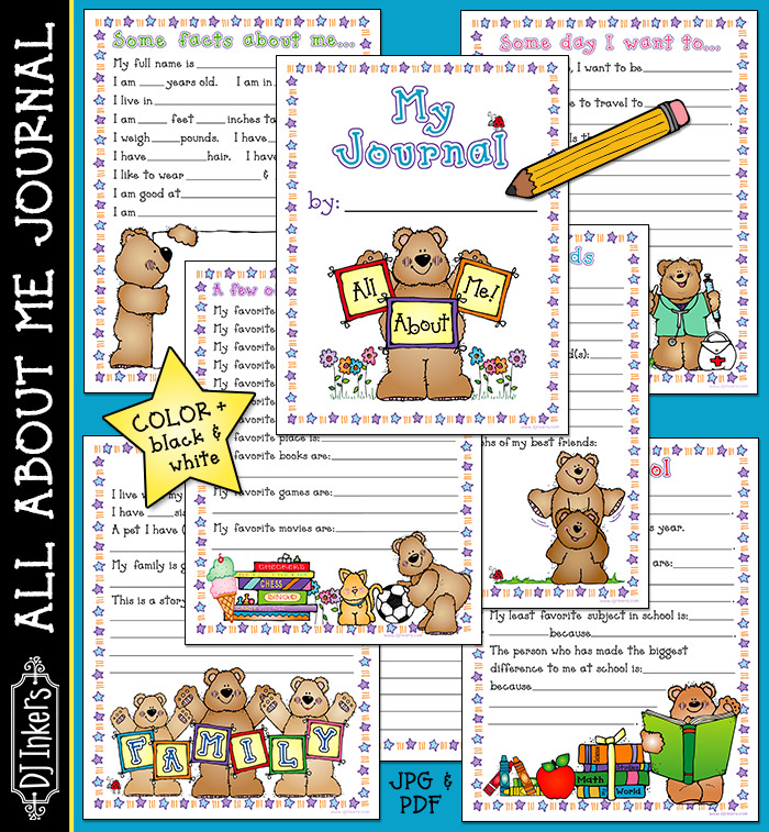 Printable Journal for kids to write all about me by DJ Inkers