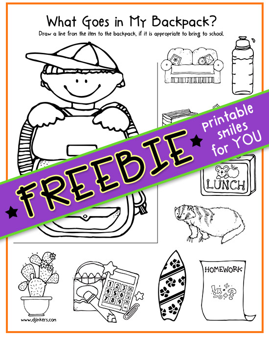 What Goes In My Backpack Game Freebie
