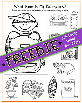 What Goes In My Backpack Game Freebie
