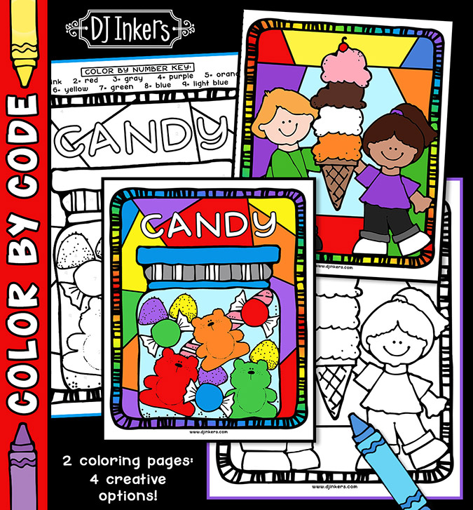 Color By Code - Sweet Treats Printable Coloring Pages