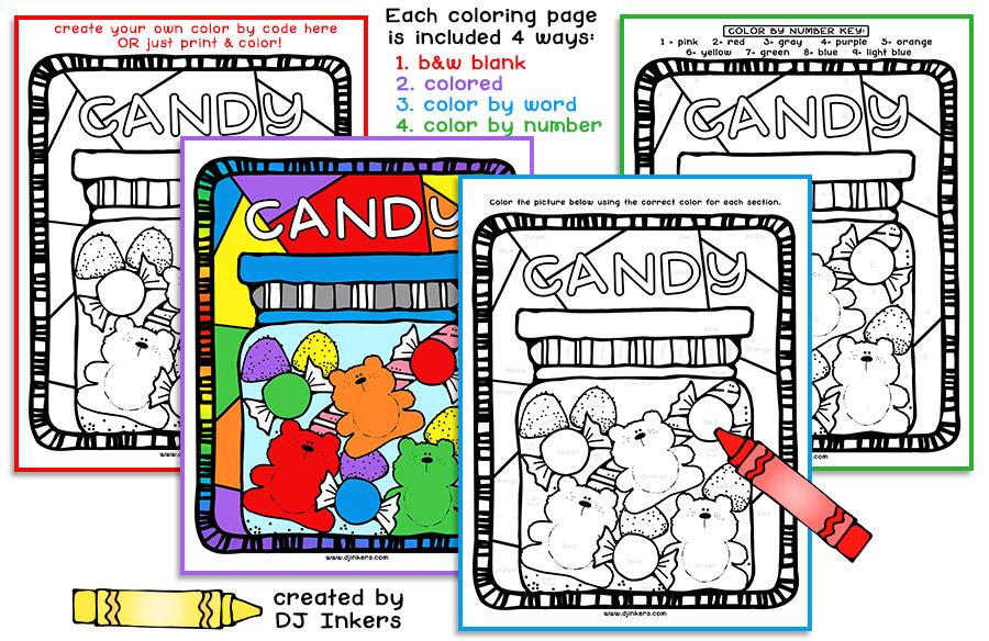 Color By Code - Sweet Treats Printable Coloring Pages