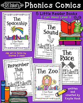 Phonics Comics Level 3 - I Can Read 5 Printable Mini Books