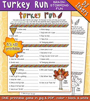 Turkey Run - Thanksgiving Brainstorming Activity Download
