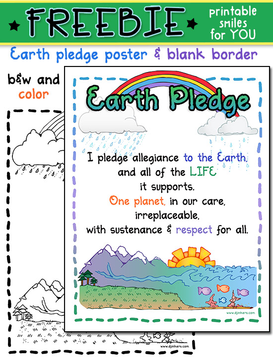 Earth Pledge Poster & Earth Month Border Freebie