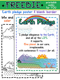 Earth Pledge Poster & Earth Month Border Freebie
