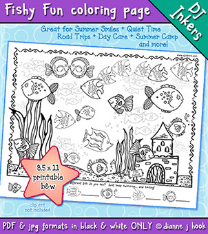 Fishy Fun Coloring Page & Counting Worksheet Download